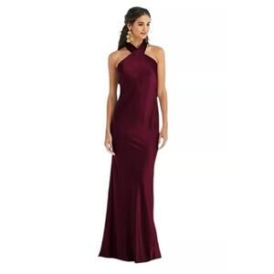 Lovely Twist Halter Maxi Column Dress LB025 Cabernet Womens Size XS